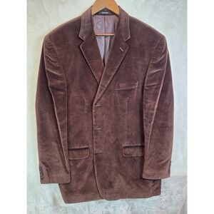 Franco Tassi‎ Mens Brown Velvet Blazer Three Button Sport Coat Jacket